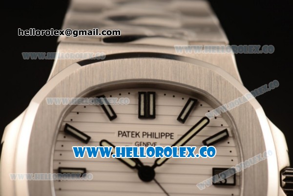 Patek Philippe Nautilus Jumbo Miyota 9015 Automatic Full Steel with White DIal and Stick Markers - 1:1 Original - Click Image to Close